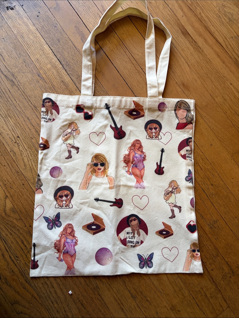 Taylor Stitch Cream Canvas Tote with Multicolor Pop Art Prints